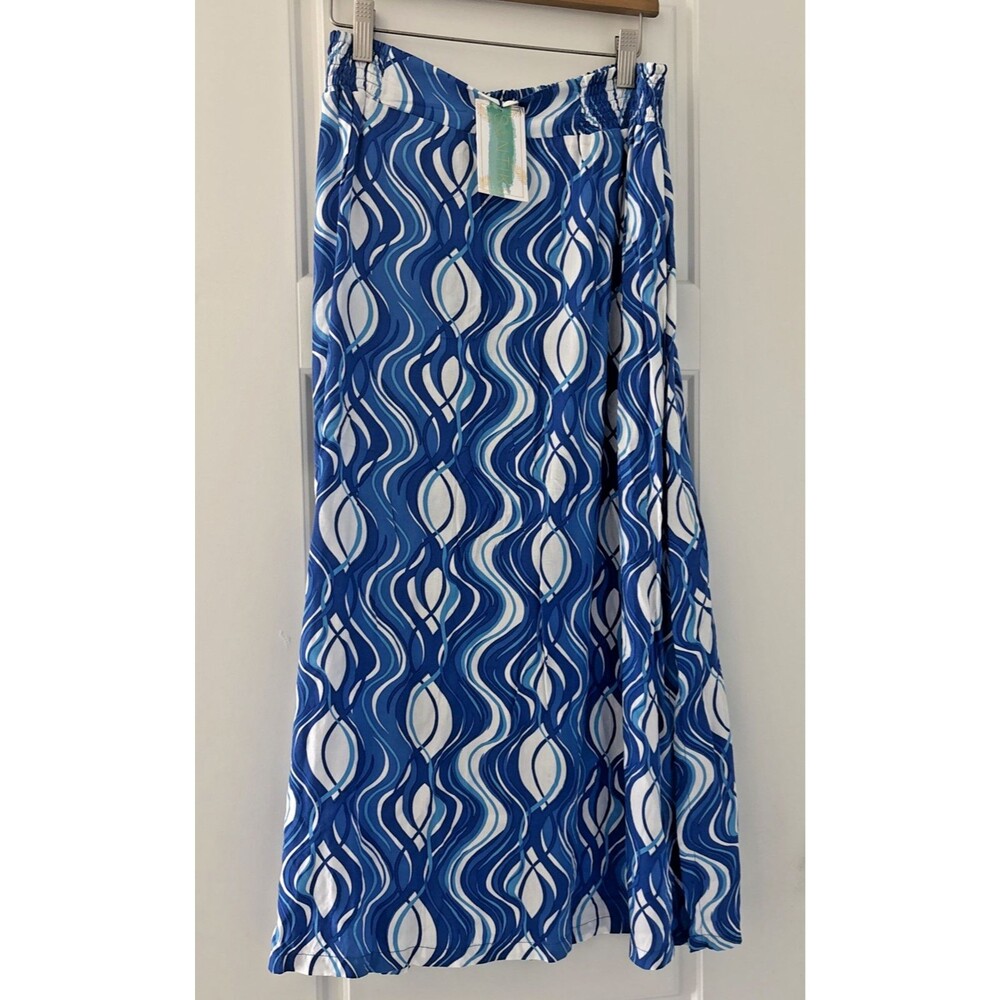 Santiki Skirt Womens Blue Elastic Waist  Resort Beach Lightweight Size Small NWT